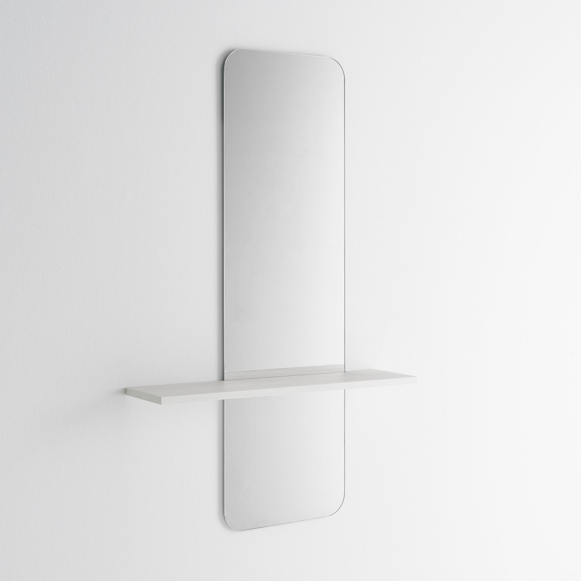 Specchio Bagno HOMCOM Con Mensola In Vetro E MDF – 50x12x60 Cm, Bianco, Montaggio A Parete