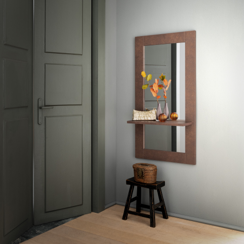 Espejo de pared con estante Urban, 126 x 66, Corten