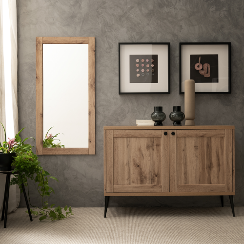 Wall Mirror Modern, 120 x 60, Rustic Oak