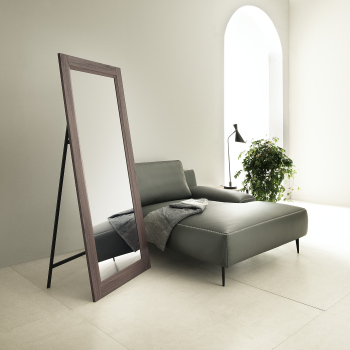 Miroir de sol avec support Classic, 180 x 78, Noyer