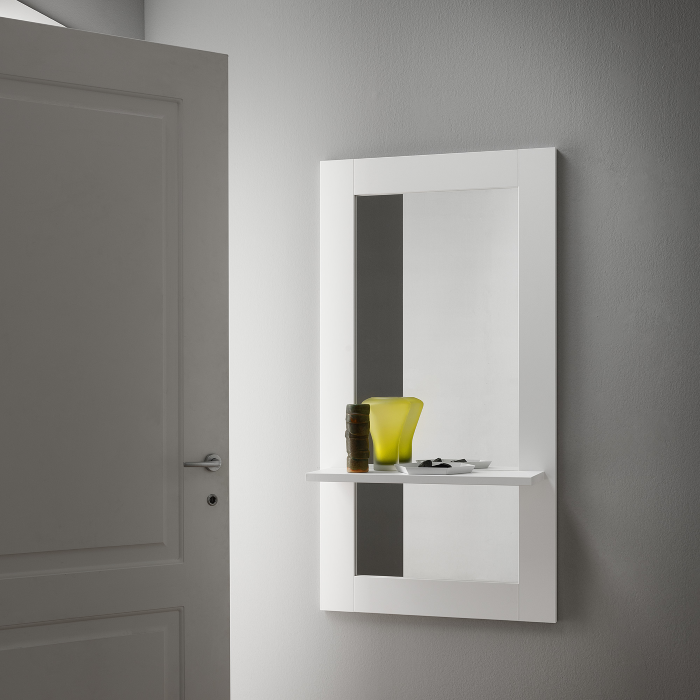 Wall Mirror with Shelf Urban, 126 x 66, Matt White