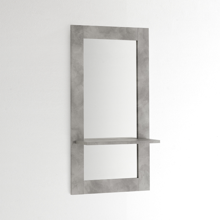 Specchiera con Mensola Urban, 126 x 66, Cemento Chiaro